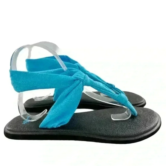 Sanuk womens sandals size 8 39 blue yoga mat thong flip flops - Picture 1 of 10